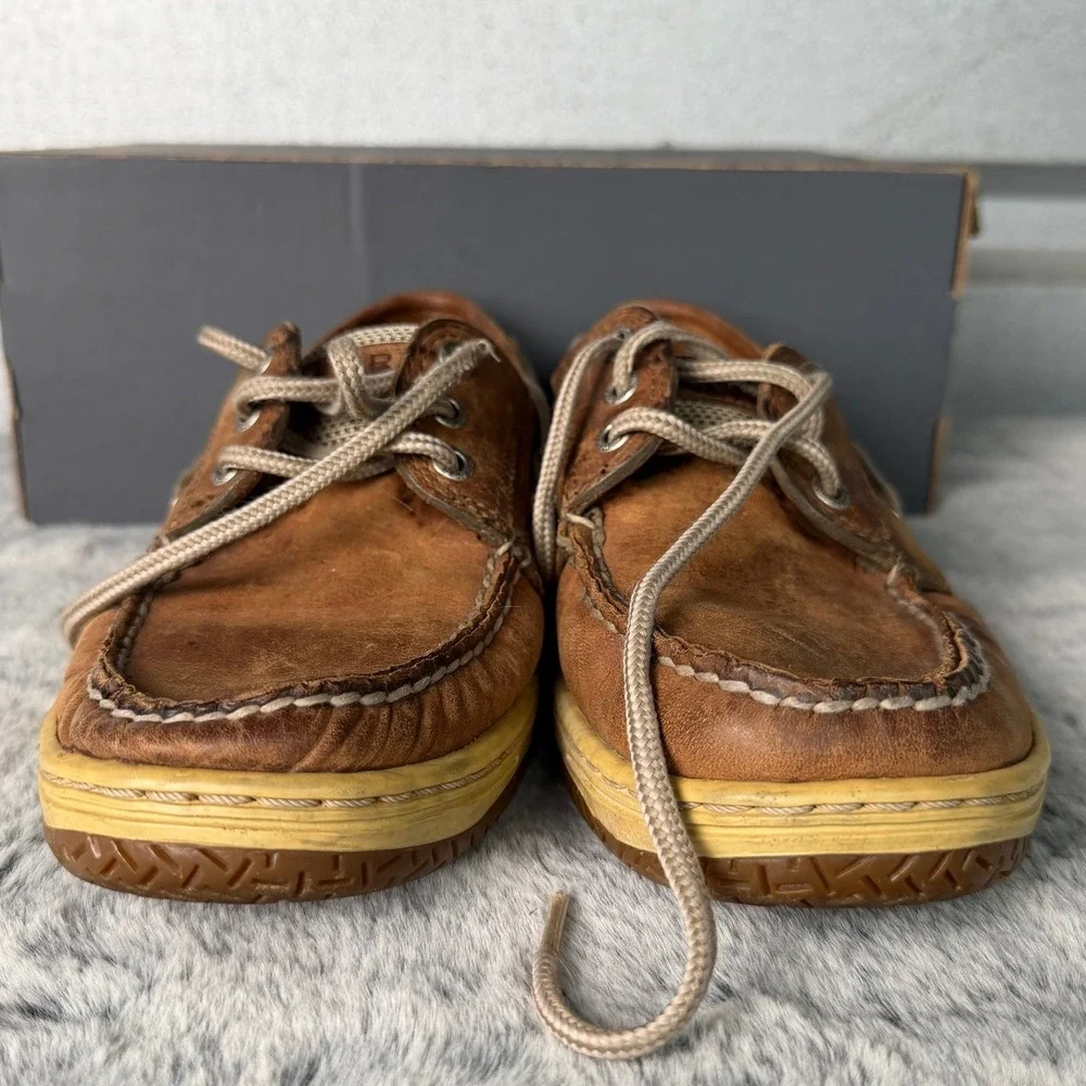 Sperry Top-Sider Billfish Mens 7.5 M Tan Brown Leather Mesh Boat Shoes 0799320